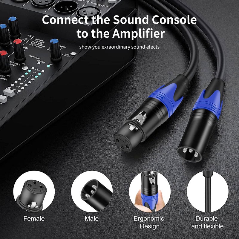 AuxLink 25ft XLR Cable 2 Pack - Balanced Speaker & Microphone Cable for Microphones, Speakers, Radio Stations - Image 4